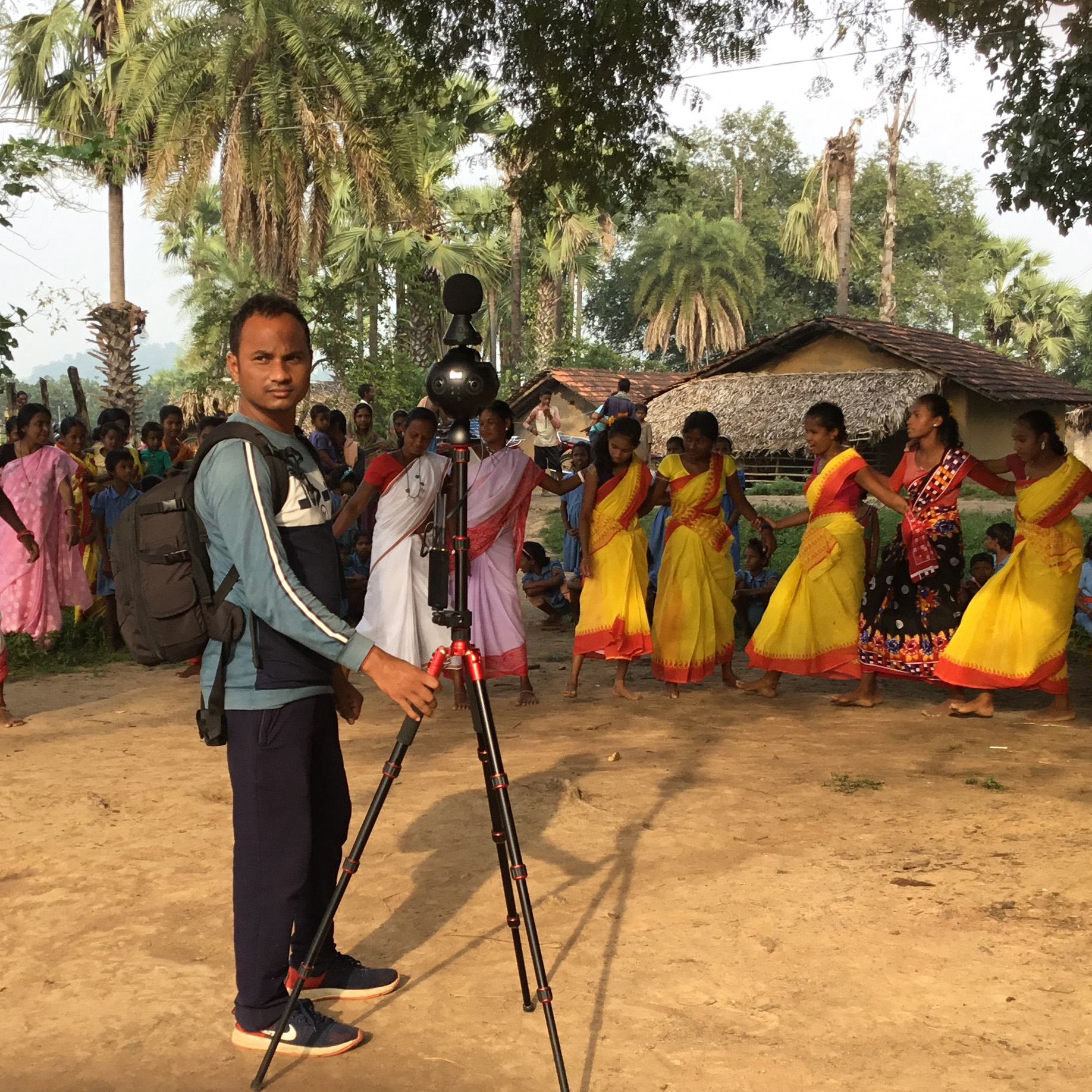 Pramod with Insta Pro 2 during video production of Koya dance