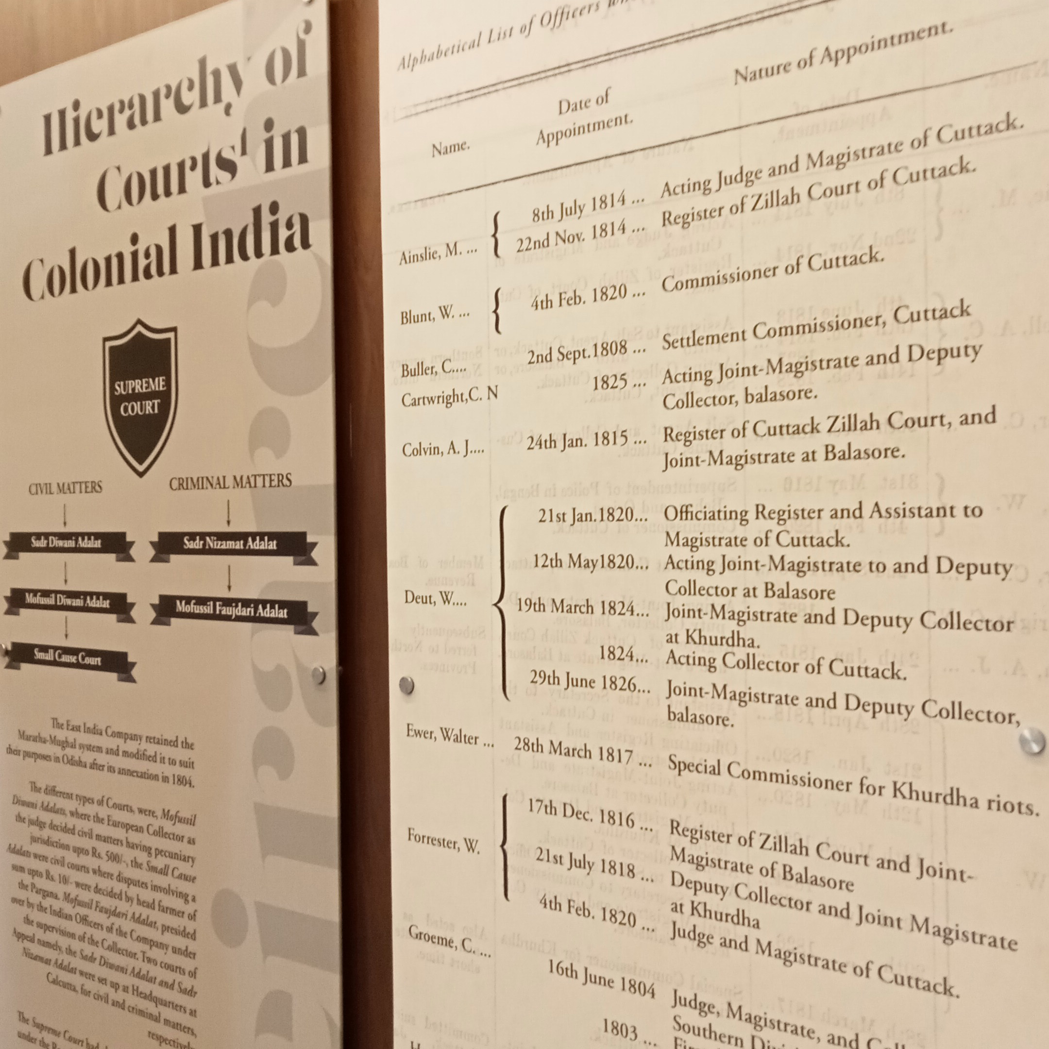 'Hierarchy of Courts in Colonial India', Interpretation panel at Museum of Justice