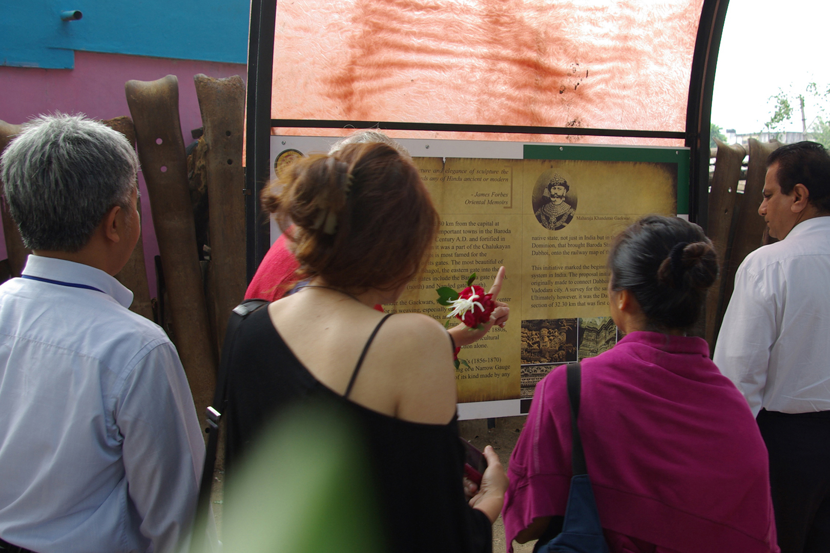 Interpretation panel at Railway Heritage Park, Dabhoi