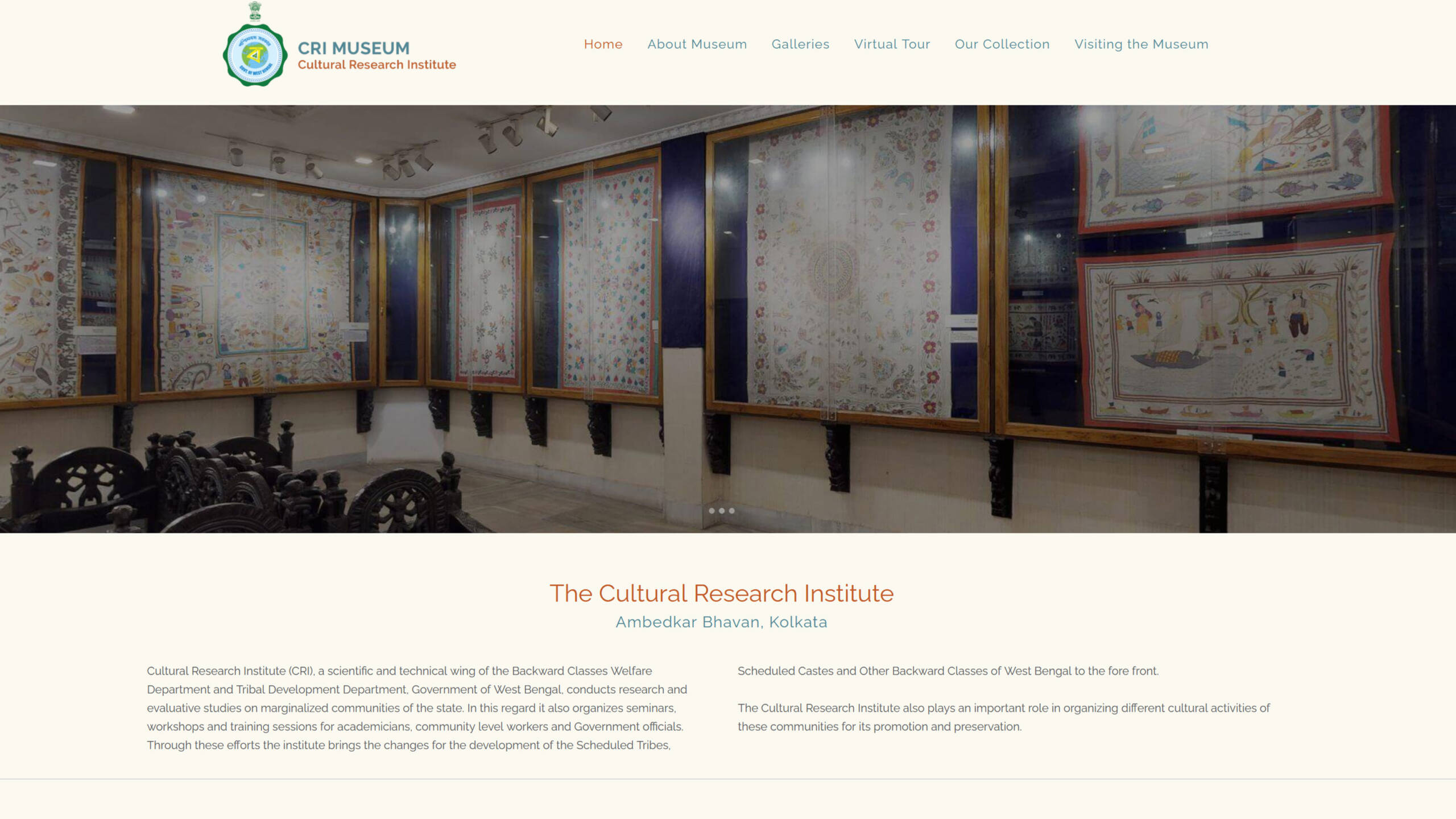 Home page of the website of CRI museum