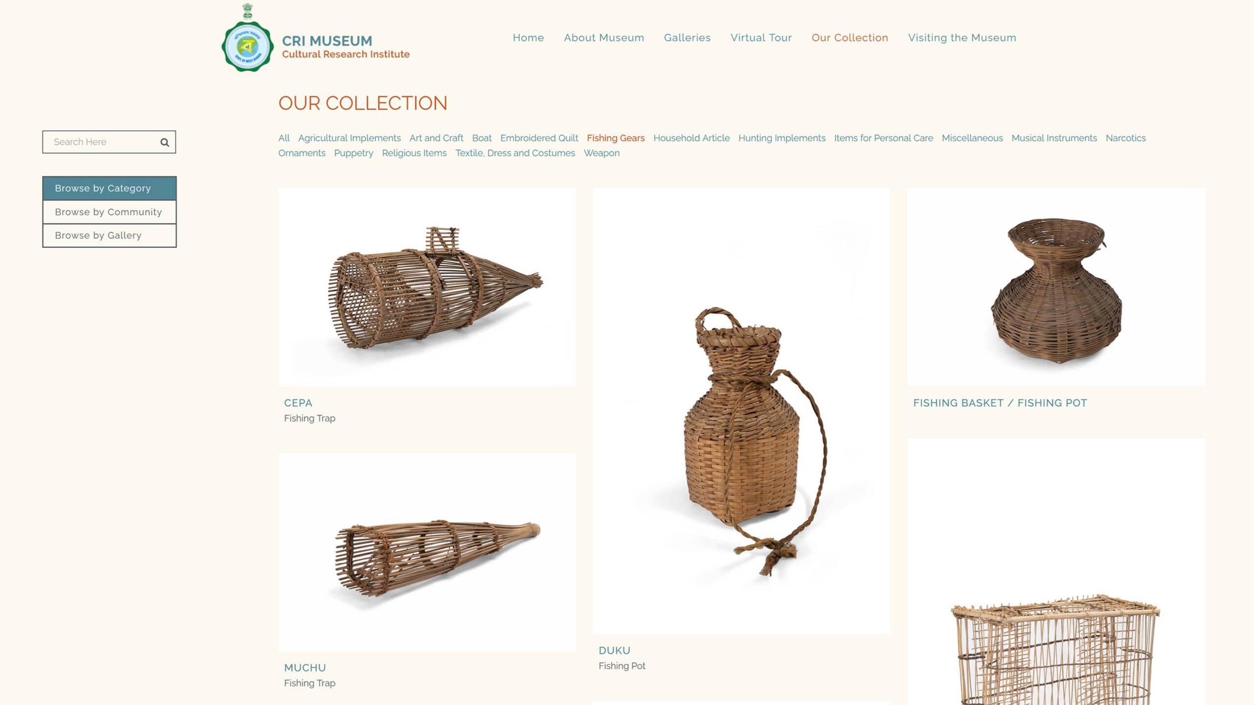 Our Collection page of the website of CRI museum
